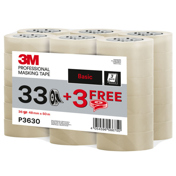 SCOTCH - Lot de 33+3 Rouleaux de Masquage Professionnel P3630 50 m x 48 mm