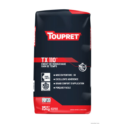TOUPRET - TX 110 Enduit de Rebouchage Blanc Sac 15 kg