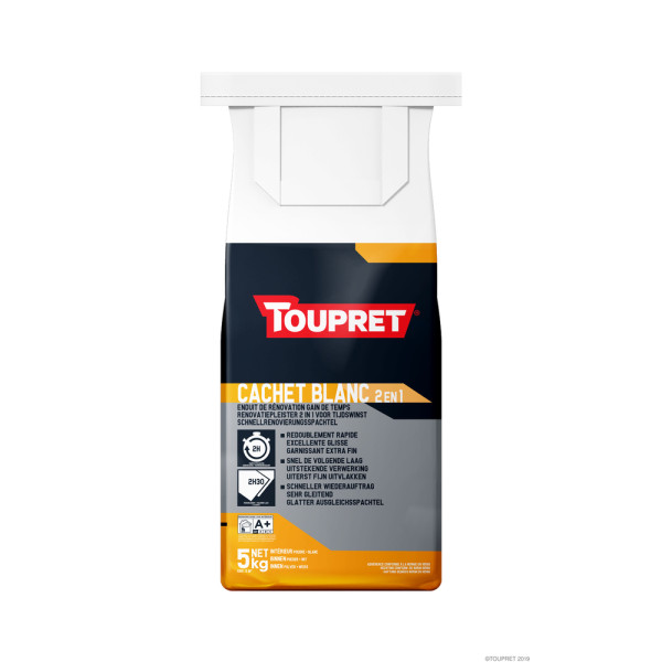TOUPRET - Cachet Blanc Enduit Garnissant Lissant 2 en 1 Sac 5 kg