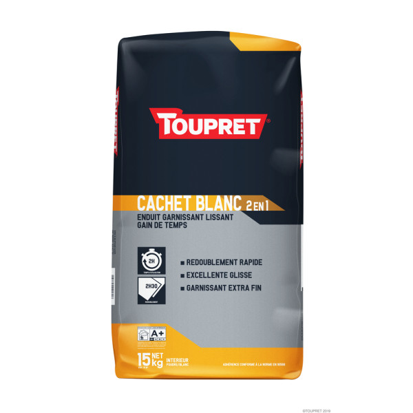TOUPRET - Cachet Blanc Enduit Garnissant Lissant 2 en 1 Sac 15 kg