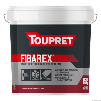 TOUPRET - Fibarex Enduit Polyvalent Poudre en Seau de 15 kg