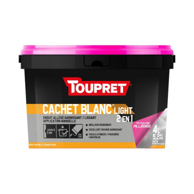TOUPRET - Cachet Blanc Light 2en1 Enduit Pâte 4L