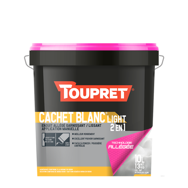 TOUPRET - Cachet Blanc Light 2en1 Enduit Pâte 10L