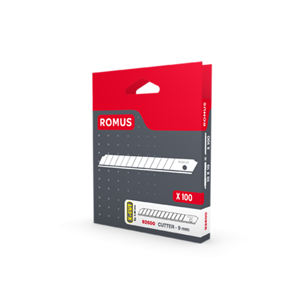 ROMUS - Lame de Cutter X-CUT Acier 9mm Boîte de 100 Lames