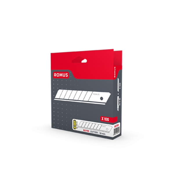 ROMUS - Lame de Cutter X-CUT Acier 18mm Boîte de 100 Lames