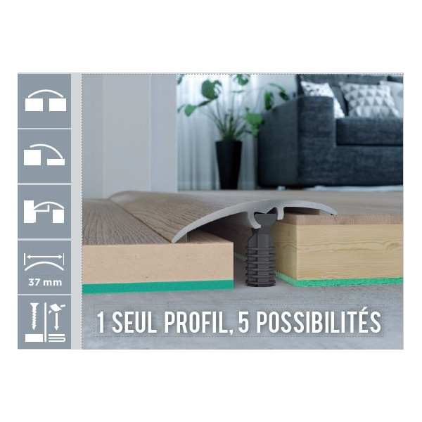 ROMUS - Seuil Invisifix 5 en 1- 0.93 m