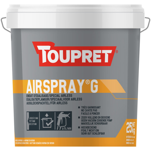 TOUPRET - Airspray G Enduit d'Égalisage Spécial Airless en Pâte 25 kg