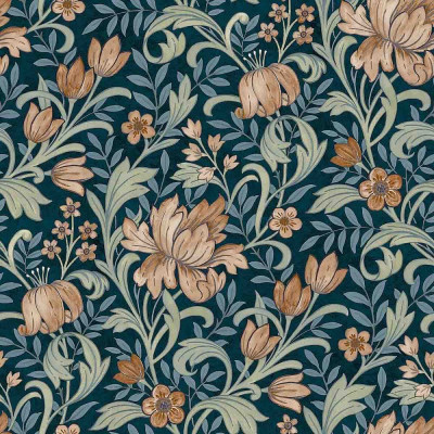 DECOR DESIGN - Papier Peint Lisse Floral Navy Terracota 2.80 x 0.53 m