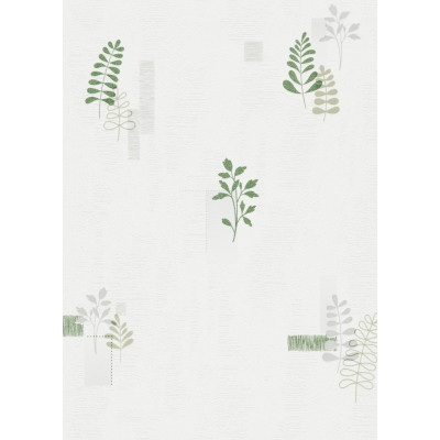 DECORAMA - 20050-07 - Papier Peint Vinyle Expansé sur Papier Botanique Blanc Vert