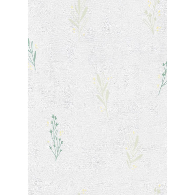 DECORAMA - 20053-07 - Papier Peint Vinyle Expansé sur Papier Botanique Blanc Vert Pâle