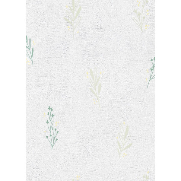 DECORAMA - 20053-07 - Papier Peint Vinyle Expansé sur Papier Botanique Blanc Vert Pâle