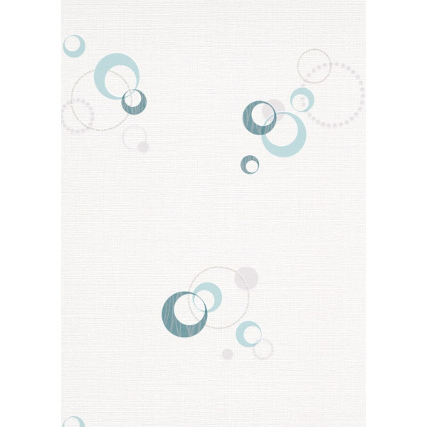 DECORAMA - 20012-18 - Papier Peint Vinyle Expansé sur Papier Cercles Blanc Bleu