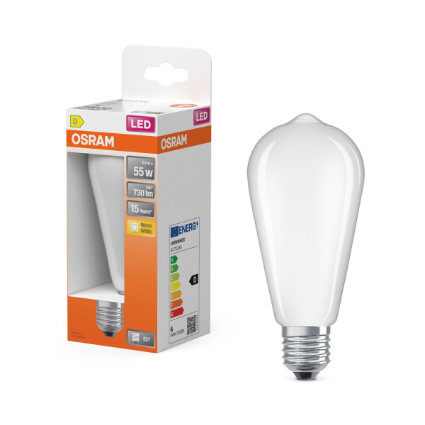 OSRAM - Ampoule LED Opaque Edison E27 5.4W 730 lm Blanc Chaud