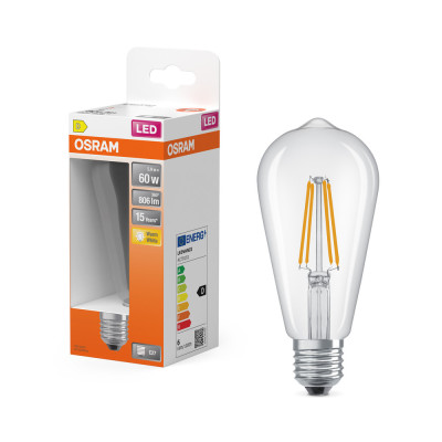OSRAM - Ampoule LED Transparente Edison E27 5.9W 806 lm Blanc Chaud
