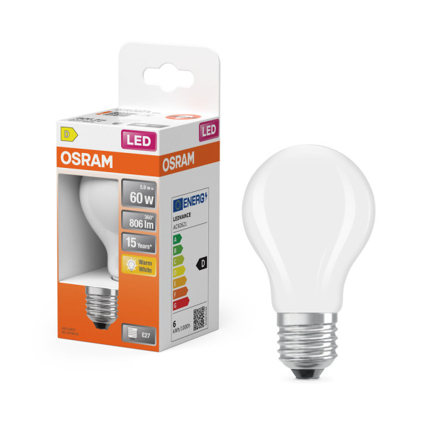 OSRAM - Ampoule LED Opaque Classic E27 5.9W 806 lm Blanc Chaud