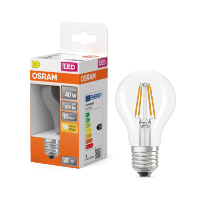 OSRAM - Ampoule LED Transparente Classic E27 3.4W 470 lm Blanc Chaud
