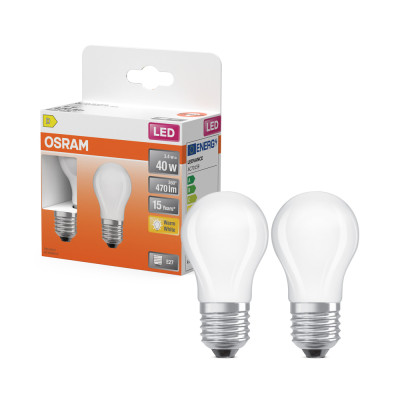OSRAM - Ampoules LED Opaques Classic E27 3.4W 470 lm Blanc Chaud Lot de 2
