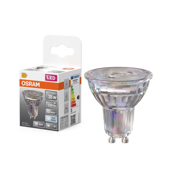 OSRAM - Spot LED Verre GU10 2.4W 230 lm Blanc Chaud