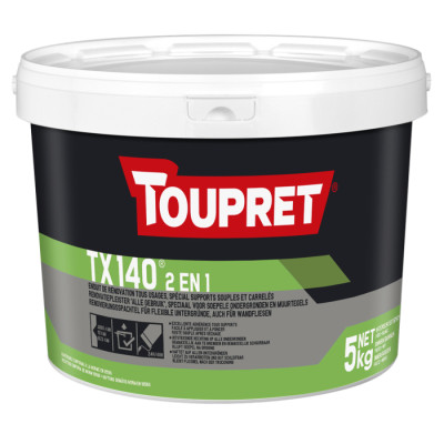 TOUPRET - TX140 Enduit Supports Souples et Carrelés 2 en 1 Seau 5 kg