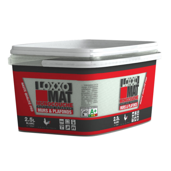 LOXXO - Peinture Acrylique Mate Monocouche Murs & Plafonds 2.5 L