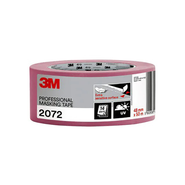 3M - 2072 Adhésif de Masquage Rose Surfaces Délicates 50 m x 48 mm