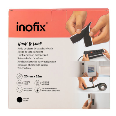 INOFIX - Bande Velcro Auto-Agrippant Rouleau 20 mm x 25 m
