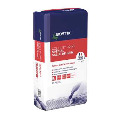 BOSTIK - Colle et Joint Carrelage Spécial Salle de Bain C2T Blanc 25 kg