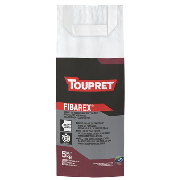 TOUPRET - Fibarex Enduit Polyvalent Poudre Blanc Sac 5 kg