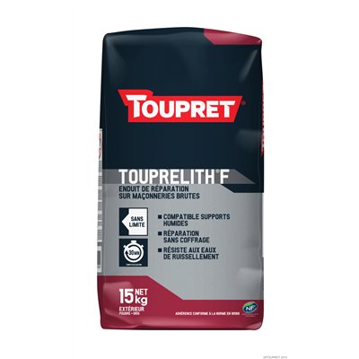 TOUPRET - Touprelith F Enduit de Réparation Maçonnerie Sac 15 kg