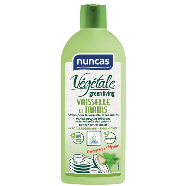 NUNCAS - Savon Vaisselle et Mains Végétale Green Living 500ml