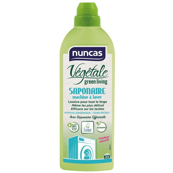 NUNCAS - Lessive Liquide Végétale Saponaire Machine à Laver 1L
