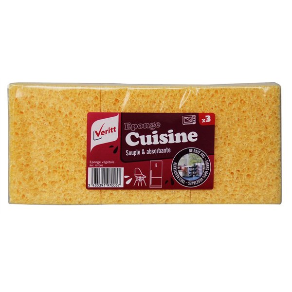 VERITT - Éponges de Cuisine Blondes Lot de 3