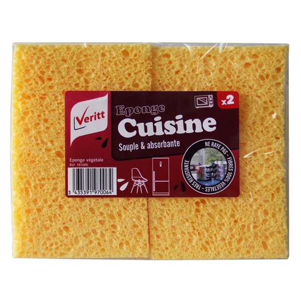 VERITT - Éponges de Cuisine Blondes Lot de 2