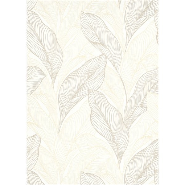 DECORAMA - 3589 - Papier Peint Vinyle Expansé Sur Intissé Grande Feuille Taupe