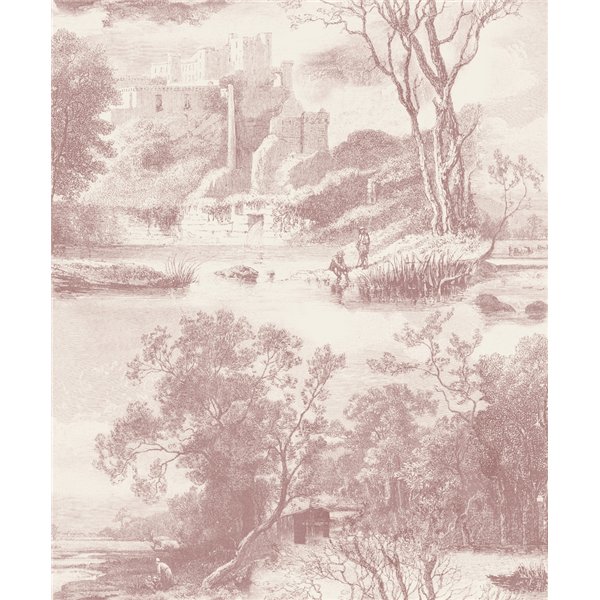 DECORAMA - M61310 Vinyle sur Intissé Toile De Jouy Rouge