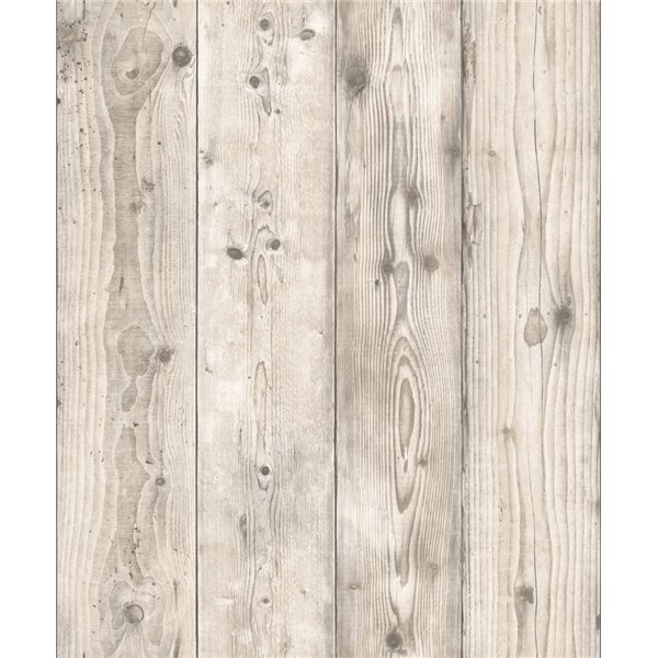 DECORAMA - L28507 Papier Peint Vinyle Grainé sur Intissé Planche Tribale Blanche