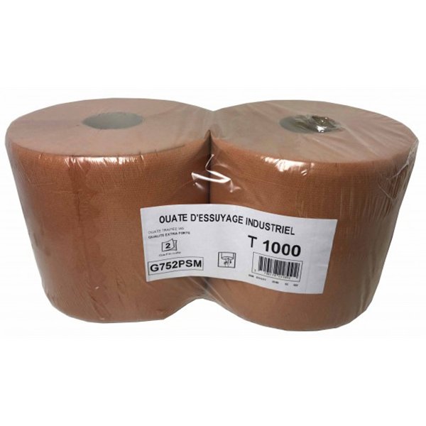 GLOBAL HYGIENE - Bobines d'Essuyage Industriel T1000 Chamois Lot de 2
