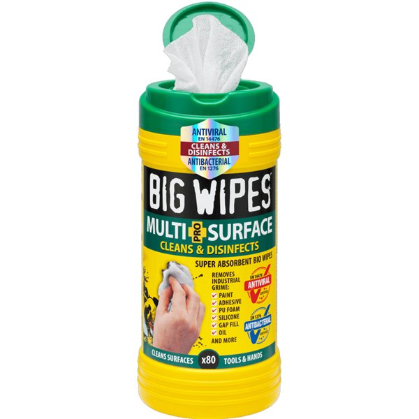 L'OUTIL PARFAIT - Lingettes de Nettoyage Multi-surfaces Pro Biodégradables Big Wipes - Boite de 80
