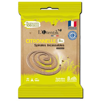 OTENTIK - Spirales Anti Moustique Citronnelle Bio en Sachet de 8