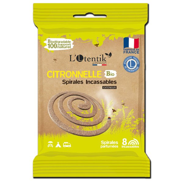 OTENTIK - Spirales Anti Moustique Citronnelle Bio en Sachet de 8