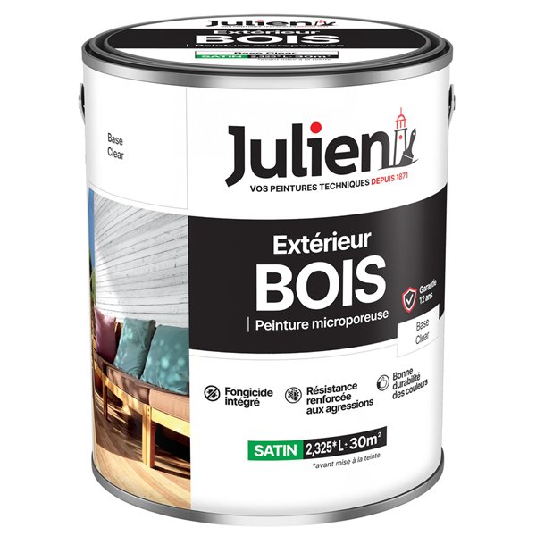 JULIEN - Peinture Extérieure Bois Microporeuse Base Clear