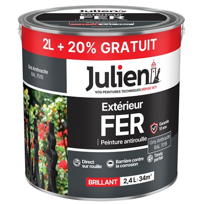 JULIEN - Peinture Extérieur Fer Antirouille 2L+20%GRATUIT