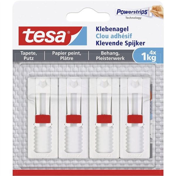 TESA - Clous Adhésifs Ajustable Surfaces Texturées 1Kg Lot de 4