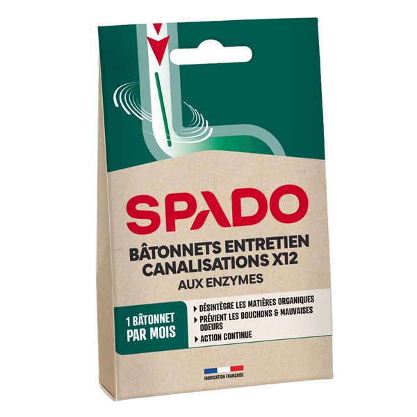 SPADO - Bâtonnets Entretien des Canalisations aux Enzymes x12