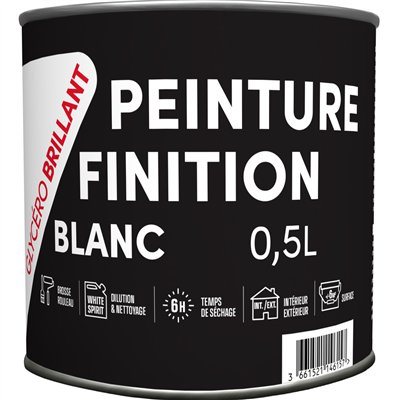 TOUT DANS LE PRIX - Peinture de Finition Glycéro Brillant Blanc 0.5L