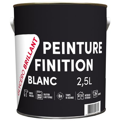 TOUT DANS LE PRIX - Peinture de Finition Glycéro Brillant Blanc 2.5L