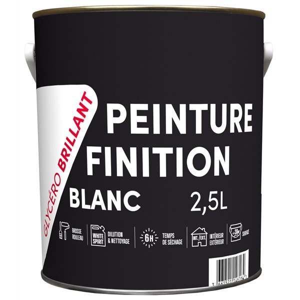TOUT DANS LE PRIX - Peinture de Finition Glycéro Brillant Blanc 2.5L