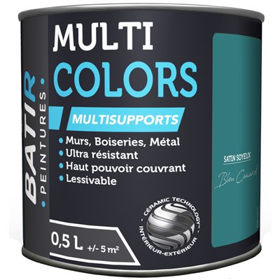 BATIR - BATIR Multicolors Peinture Multisupports Satin Soyeux 0.5L bleu canard