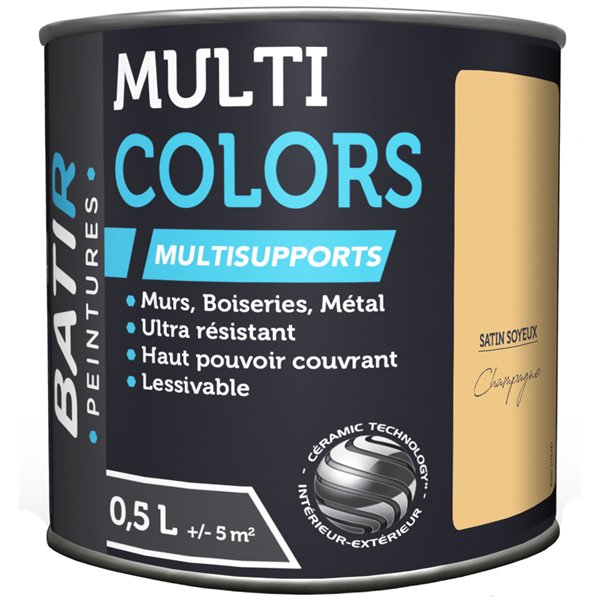 BATIR - BATIR Multicolors Peinture Multisupports Satin Soyeux 0.5L champagne