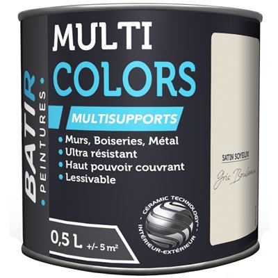 BATIR - BATIR Multicolors Peinture Multisupports Satin Soyeux 0.5L gris